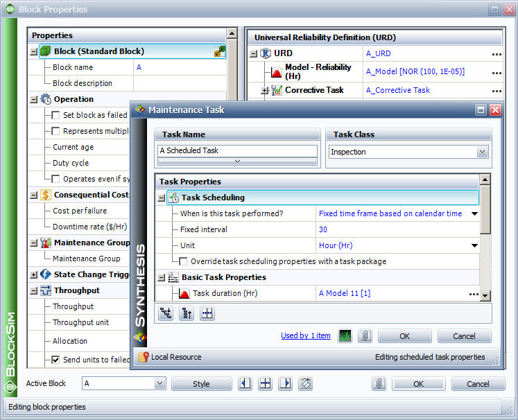 CM and Inspection settings for blocks A and D