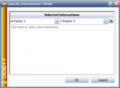 Specifying the interaction terms of interest.