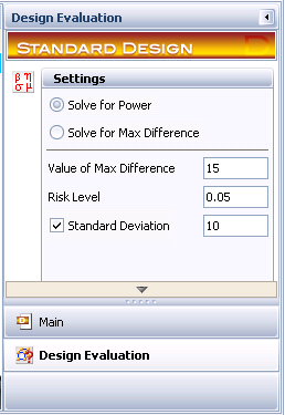 Design evaluation settings.