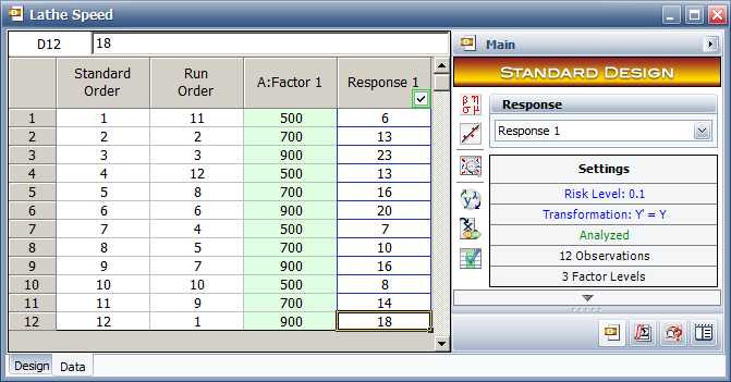 Single factor experiment design for the data in the first table.