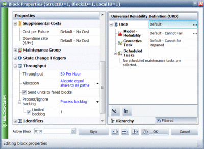 BlockSim's throughput settings at the block level.