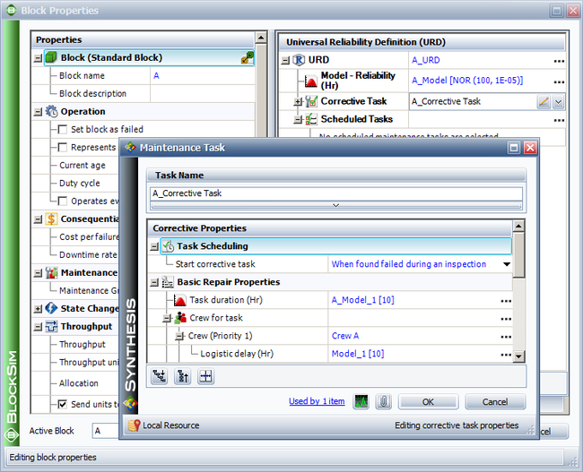 CM and Inspection settings for blocks A and D