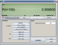 Reliability results for Example 9