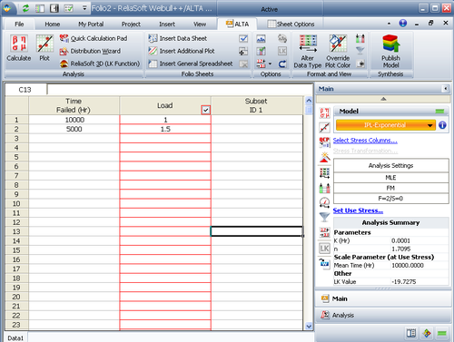 Calculation performed in ALTA.