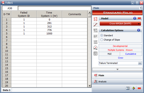 Multiple Systems(Known Operating Times) data.