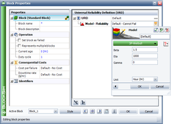 Failure distribution assigned in the Block Properties window.