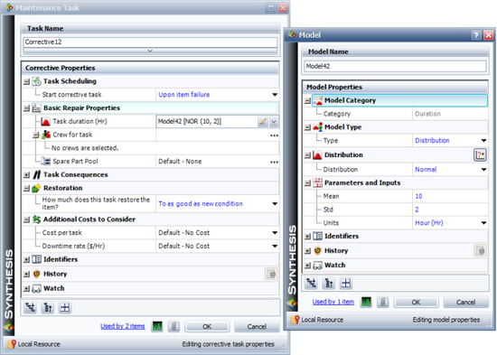 Repair distribution assigned in the Block Properties window.