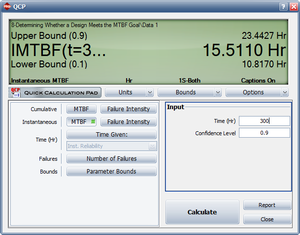 Instantaneous MTBF with one-sided 90% confidence bounds.