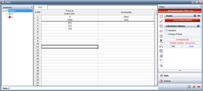 Advanced view for Multiple Systems (Concurrent Operating Times) data, data for one of two systems displayed