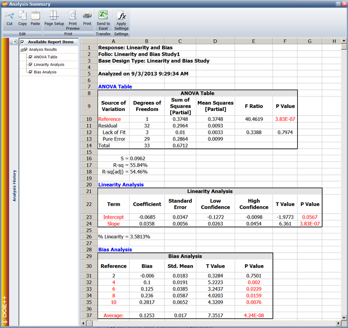 Gage accuracy study example